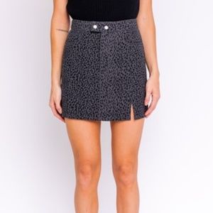 Animal Print Mini Skirt With Slit